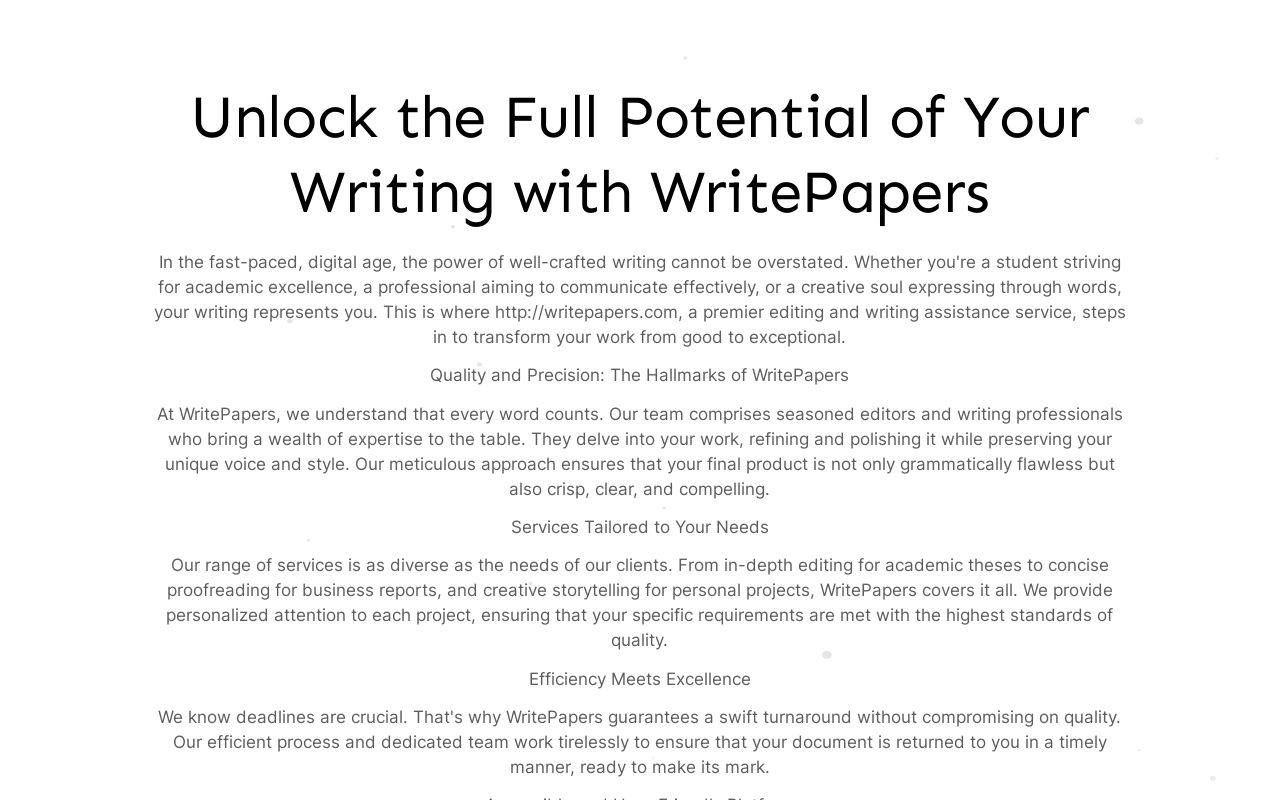 Elevate Your Writing to Excellence with WritePapers